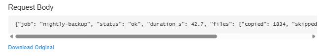 Before: the request body is one long line of JSON that has to be scrolled sideways